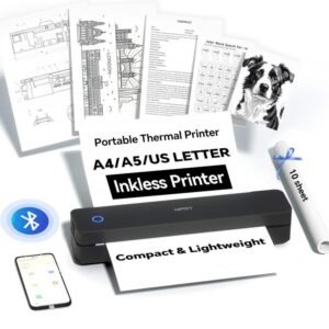 Inkless Portable Printer, Wireless Bluetooth Thermal Printer for Travel & Mobile Use, Compatible with iOS, Android, Laptop, Supports 8.5"x11" US Letter & A4 Paper, No Ink Needed, Ideal for Home & Office TikTokShopBlackFriday