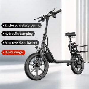AOVOPRO ESBS 500W Electric Scooter – 14″ Commuter with Seat & Basket